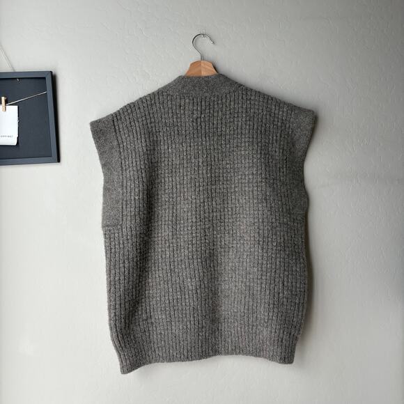 Lauren Manoogian Waffle Knit Alpaca Sleeveless Cardigan Sweater Vest Gray Size 1 - Picture 6 of 8
